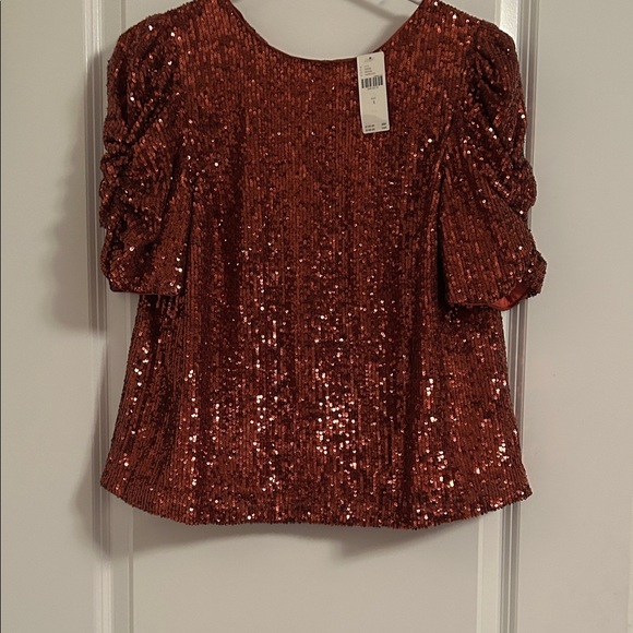 Anthropologie Tops - Anthropologie Copper Sequin Blouse